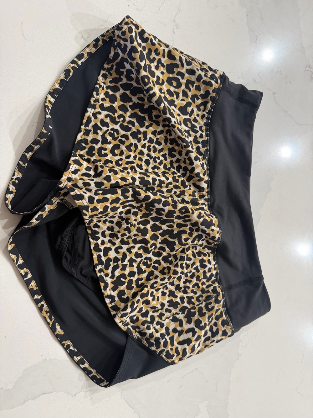 Outdoor Voices Leopard Print Black & Tan Kids Shorts